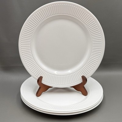 4 Martha Stewart Balustrade White Milk Dinner Plates 10.75'' France Ribbed READ