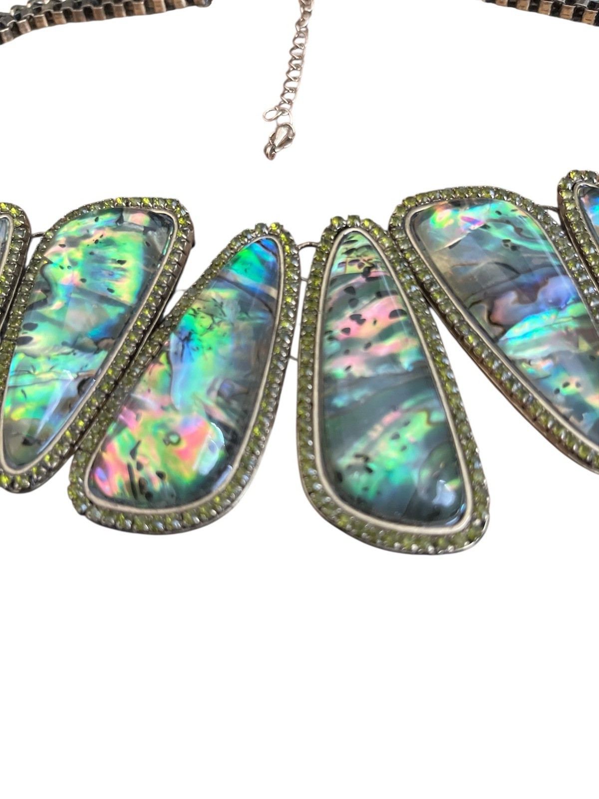Abalone Collar Necklace Large Statement Bronze To… - image 2
