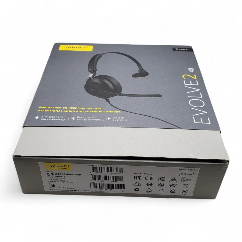 Jabra Evolve2 40 USB-A Wired Headset – Pro Audio - Image 2 of 4