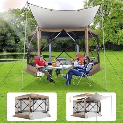12'x12' Pop up Gazebo Instant Screened Canopy Room Hub Tent Starry Sky Sunshade