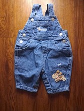 Vtg 90s Y2K Carters Baby Boy Overalls 3 Months Denim Dog Puppy Embroidered Retro