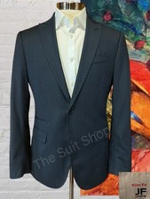 JF Ferrar Mens 38R Slim Fit Navy Blue Micro-Stripe Casual Blazer Sport Jacket