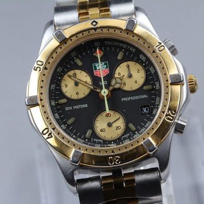 TAG Heuer Professional 2000 CE1120 Datum Schwarz/Gold Chronograph Quarz Herre...