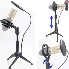 Desktop Microphone Tripod Suspension Stand with Shock Mount Anti-Vibration Mic