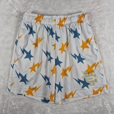Eric Emanuel Mesh Shorts Men's Large White Stars Lightning Bolt Streetwear