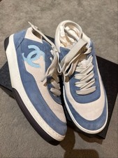 Authentic CHANEL 2023 Suede Blue/White Sneakers Size 39 RRP 1,350