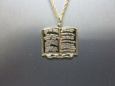 14KT GOLD EP 10(TEN) COMMANDMENTS  CHARM PENDANT WITH A 16 '' ROPE-CHAIN-75A