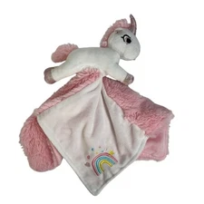 Boritar Unicorn Rainbow Lovey Security Blanket Stuffed Animal Plush Embroidered