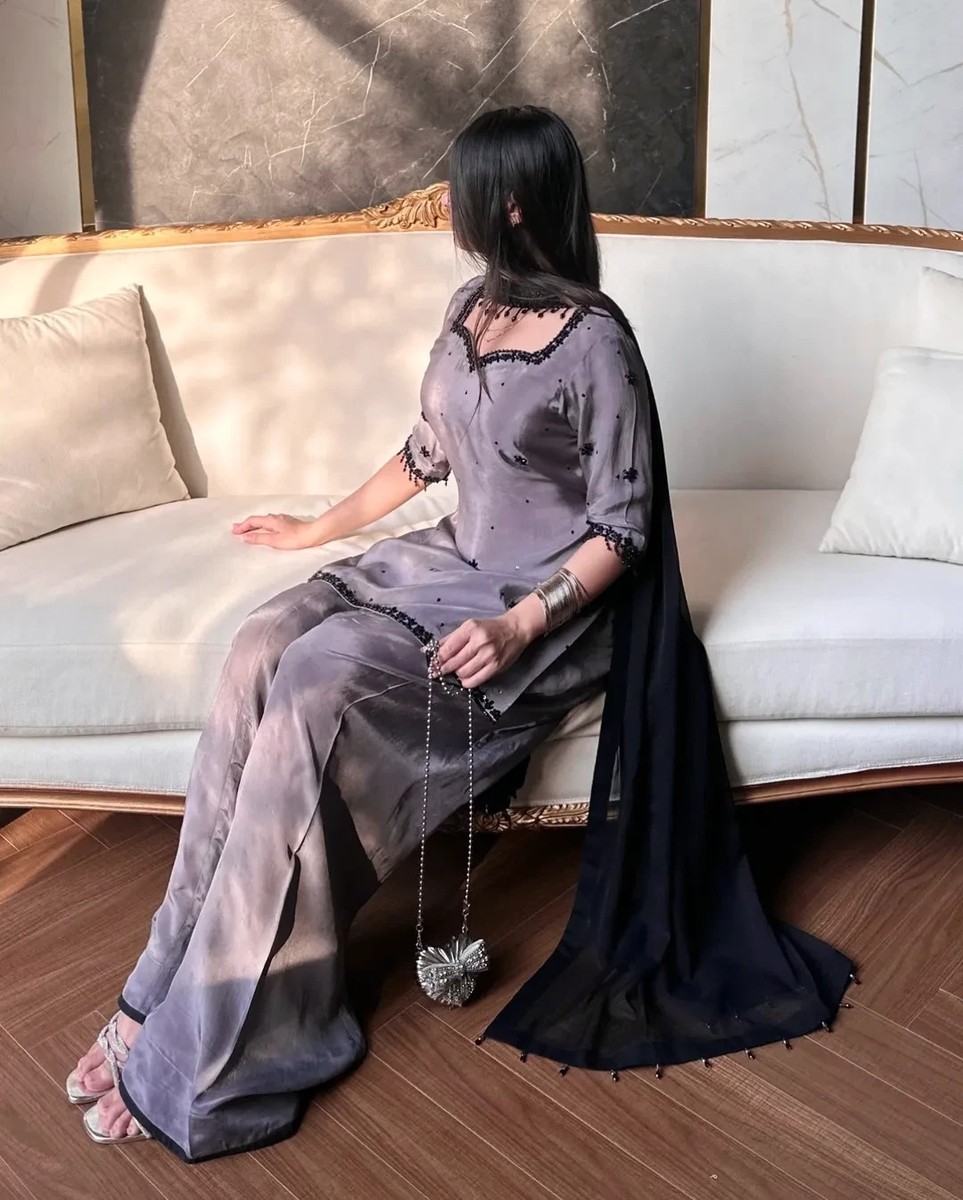 strapless open back dress IshDeena Pakistani Dresses for Women Party Wear - Turquoise main image 1