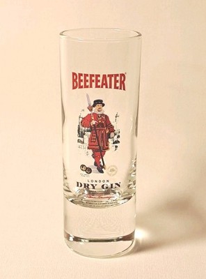 Vintage Beefeater Shot Glass Shooter London Dry Gin Liquor Alcohol Tall S123