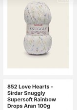 Sirdar Snuggly Supersoft Rainbow Drops Aran Yarn - Love Hearts 852 5balls X 100g