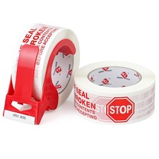 Stop Sign Sealing Tape Pre Printed Dispenser Heavy Duty 2 Inch x 110 Yards