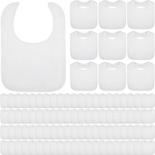 40 Pcs White Bibs for Baby Washable Reusable Waterproof Cotton Feeder Bibs wi...