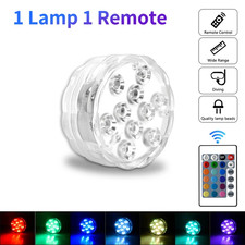 10 Leds RGB Submersible Light Underwater Lamp Battery Operated Garden Swimming P