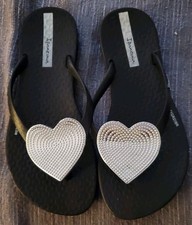 Ipanema Wave Heart II Kids Flip Flops -Size 11/12 Silver Heart