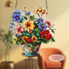 Colourful Flowers Suncatcher Window Hanging Decoration Stained Glass Effect Gift