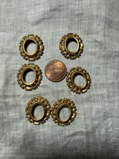 6 Art Nouveau Solid Brass Oval Frame Stampings