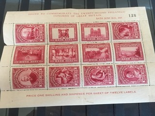 GB BRIEFMARKEN SELTEN FRÜHER PHILATELISTISCHER KONGRESS POSTFRISCH SOUVENIR 1935 BADEBOGEN