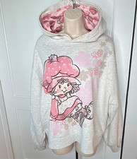 Strawberry Shortcake Oversized Hoodie Sweatshirt Gray Medium