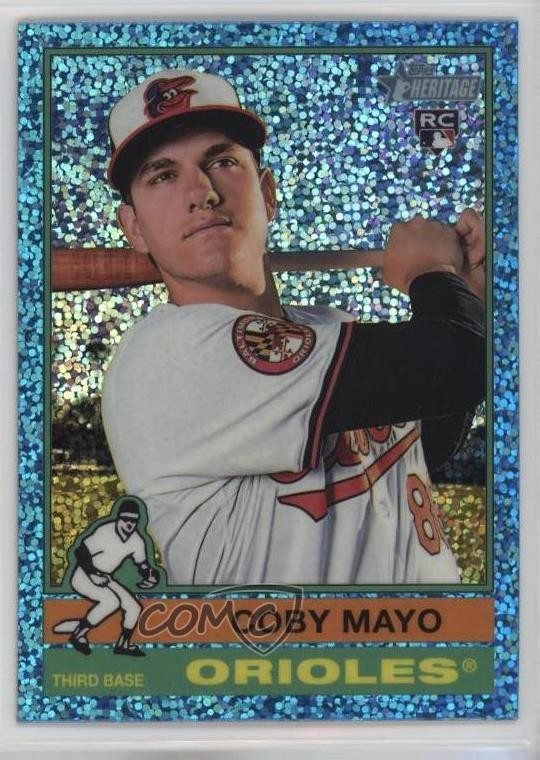2025 Topps Heritage Chrome Light Blue Sparkle Refractor Coby Mayo #340 vs5