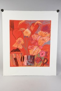 Q61D41- Ida Kerkovius (1879-1970) Color Serigraph 21/250 Composition in Red