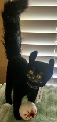 Annalee Halloween SPOOKY Black SCARED Kitty  With Eyeball