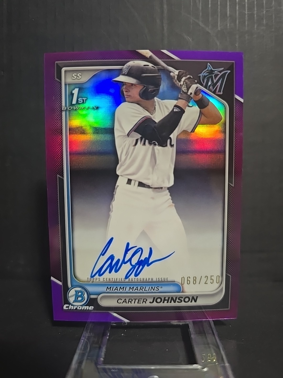 2024 Bowman Draft - Chrome Autographs Carter Johnson #CPA-CJ Purple 068/250 1st