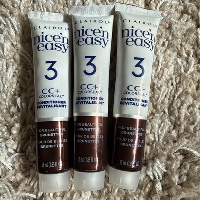 3 Clairol Nice n Easy #3 CC+ Colorseal Conditioner Beautiful Brunettes 1.85oz Ea