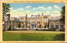 Home of Franklin D Roosevelt Hyde Park NY Postcard 1950 Addressed Linen B42