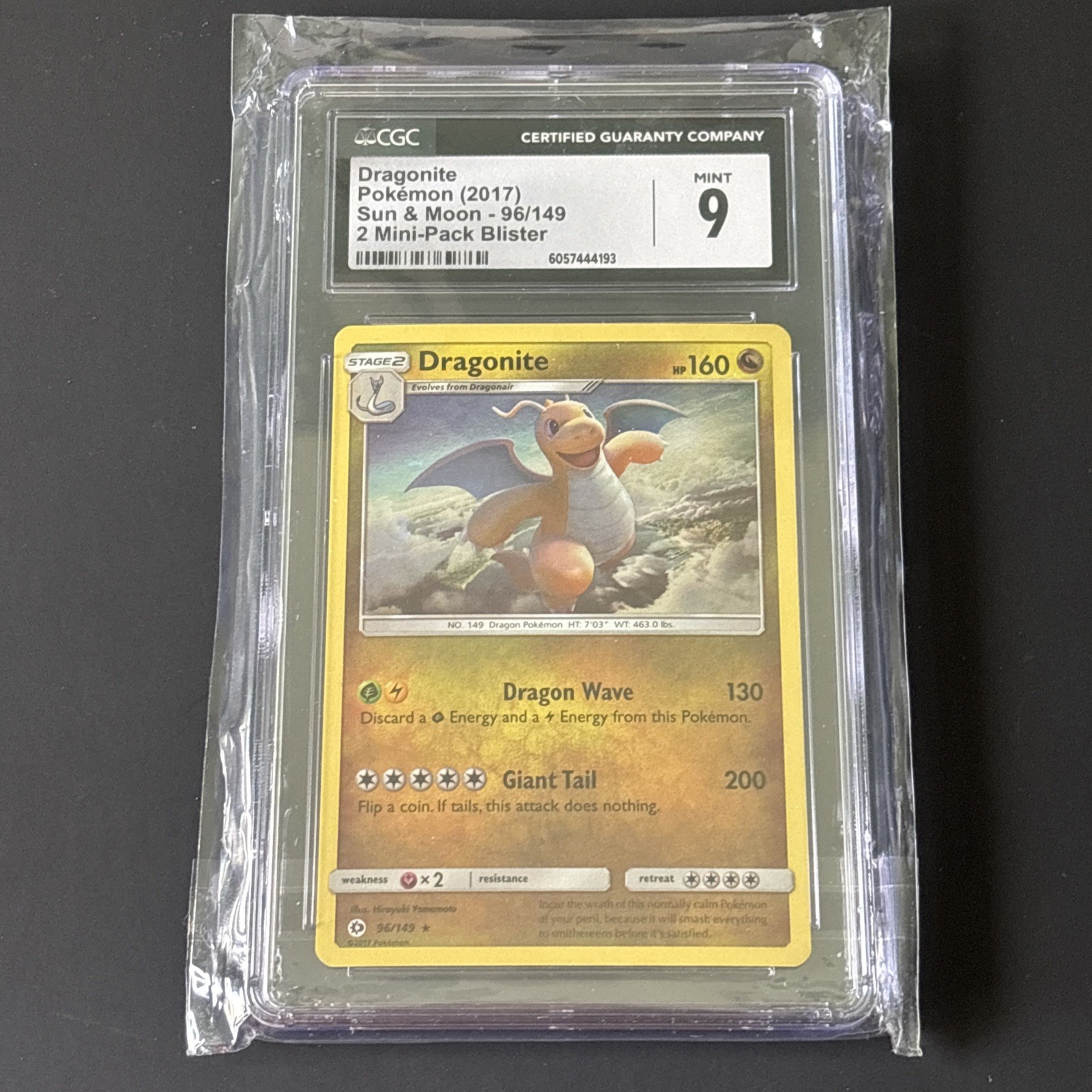 Pokemon Card TCG - Dragonite 96/149 Cosmos Holo Exclusive Sun & Moon CGC Mint 9