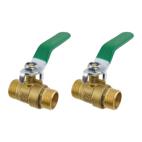 Brass Ball Valve Shut Off Switch Half Inch Male To Male Plumbing Fitting 2 Pcs
