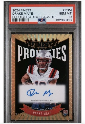 Topps Finest Prodigies Drake Maye 2024 Black Auto RC /25 PSA 10 POP 6 FREE SHIP