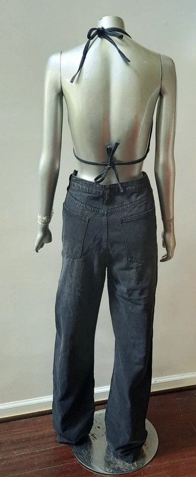JEANS JERSEY CON ESCOTE DENIM MONO BACK OUT HALTER FIESTA BOHO talla L Foto 2 de 4