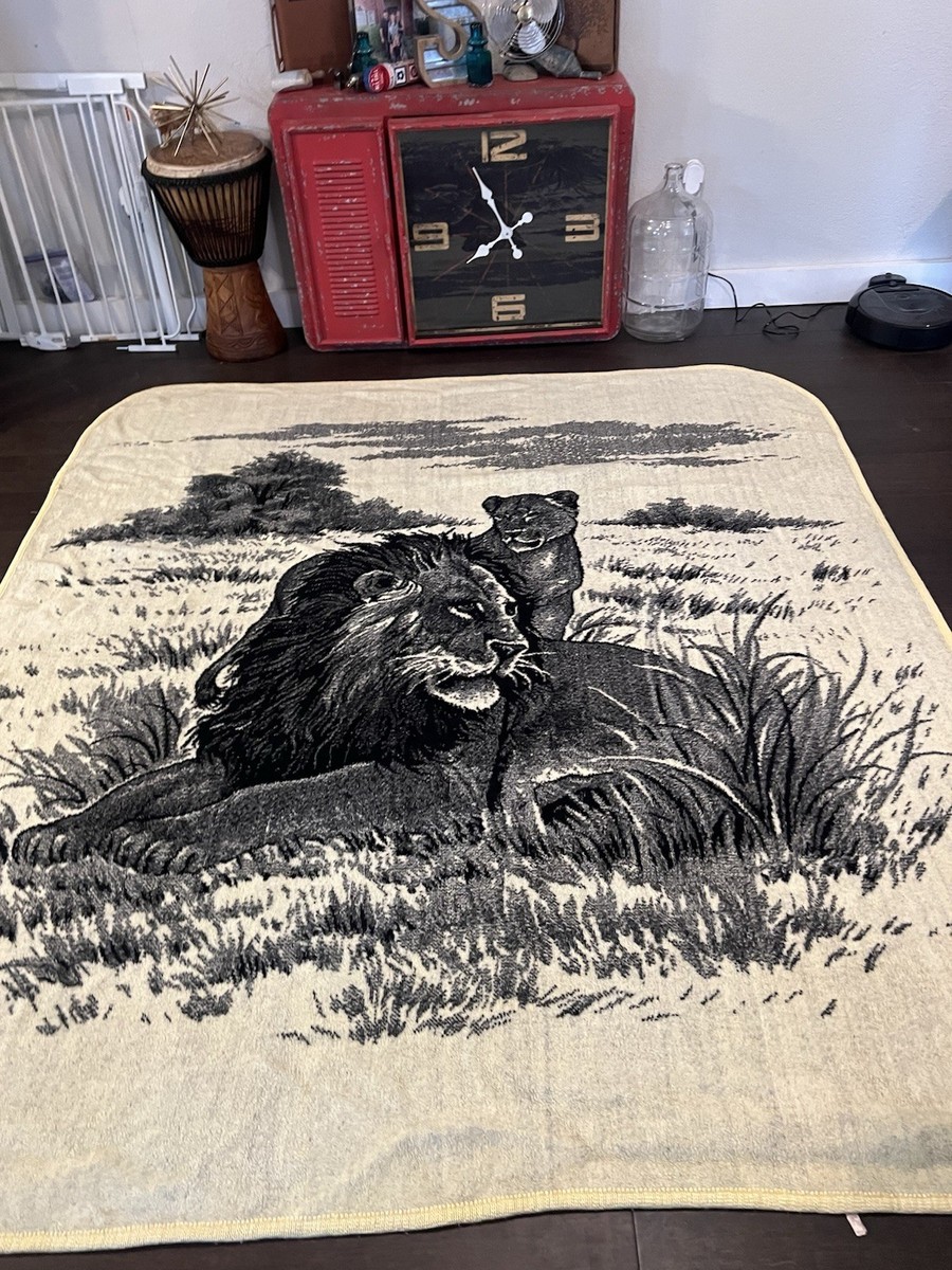 VTG San Marcos Mexico Blanket Lion & Lioness Reversible 81x90 | eBay