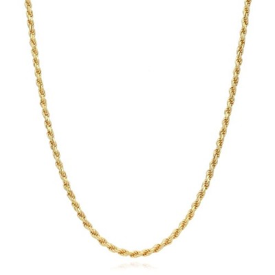 18K Gelbgold über Silber 4mm Seil Kette (massive Glieder) 18''-24''