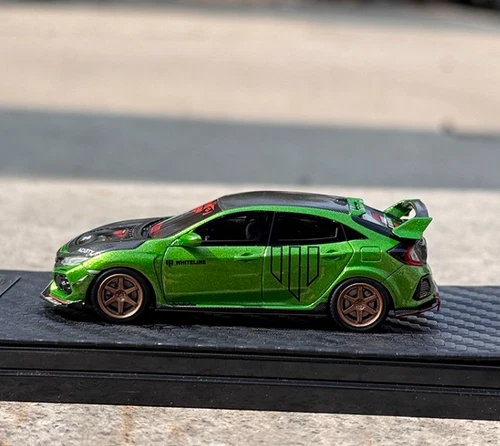 YM MODEL 1:64 CIVIC Type R FK8 cover trasparente resina verde modellino auto - Foto 2 di 6