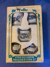 5 Piece Old Fashioned Porcelain Kitchen Set New In Box Vintage 1979 Ornaments