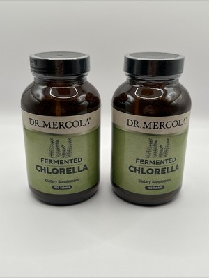 Dr Mercola Fermented Chlorella Diet Supplement 450 Tablets ea LOT OF 2 #23