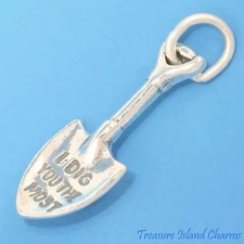 I Dig You the Most Shovel 3D 925 Solid Sterling Silver Charm Pendant MADE IN USA