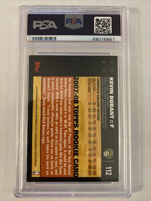 PSA 8 2007-08 TOPPS Black Border Kevin Durant Rookie Rc #112 | eBay