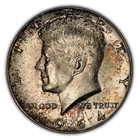 1964 50c Kennedy Silver Half Dollar - PQ Speckled Rainbow Toning - BU - Y5189