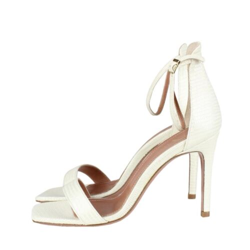 Oxitaly Damen Schuhe Sandalen Gr. 37,5 Creme Leder Sommer Sandaletten
