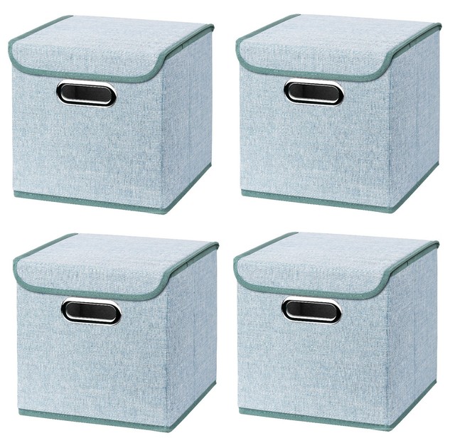 4x Turkis Faltbox 25 X 25 X 25 Box Regalbox Aufbewahrungsbox Faltbar Mit Deckel Ebay