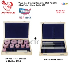 Valve Seat Grinding Stones 20 Pcs With 6 Pcs Pilots + Stone Holder ACTOOLS USA