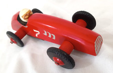 Vintage Hand-Painted Red Wooden Race Car Bottom Clicker Box Franz Carl Weber