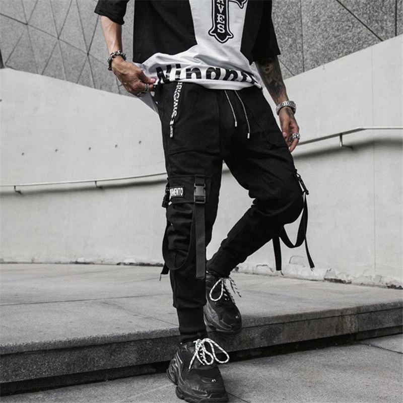 Matte Black Pants Relaxed Fit Streetwear Joggers Urban Harem
