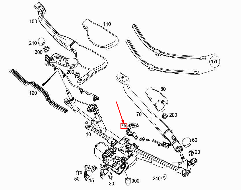 MERCEDES-BENZ SL R231 Halterung für Frontwischerarm A2318240114