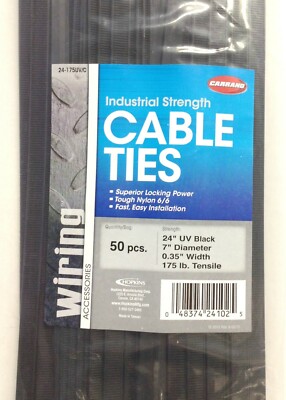 200) Heavy Duty Industrial Strength 175 Lb Black 24 inch Cable