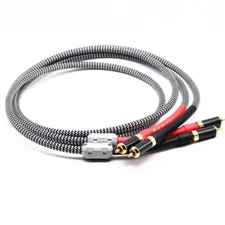 Pair OFC Silver Plated Audio Interconnect Cable with Gold Plated RCA Connector