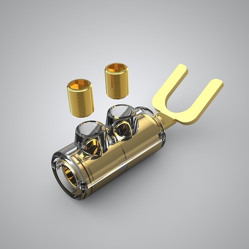 4PCS Y Spade Plugs Screw Locking B554G 24k Gold Plated SpeakerCable Conenctor - Picture 7 of 11